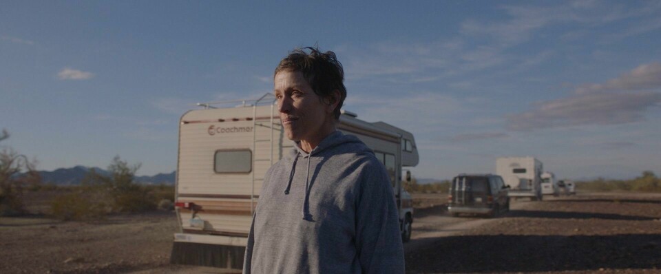 Frances McDormand er nominert til beste kvinnelige hovedrolle for «Nomadland». Filmen er i seg selv storfavoritt foran helgas Oscar-utdeling. Frances McDormand er nominert til beste kvinnelige hovedrolle for «Nomadland». Filmen er i seg selv storfavoritt foran helgas Oscar-utdeling.