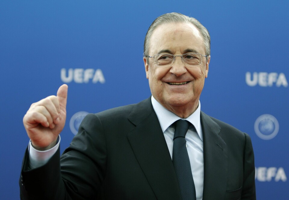 EU-domstolen har konkludert med at European Super League Company får medhold i tvisten med Det europeiske fotballforbundet (Uefa). Det er nok Real Madrid-president Florentino Perez fornøyd med. Real Madrid-president Florentino Pérez gir ikke opp Super League. Foto: Claude Paris / AP / NTB