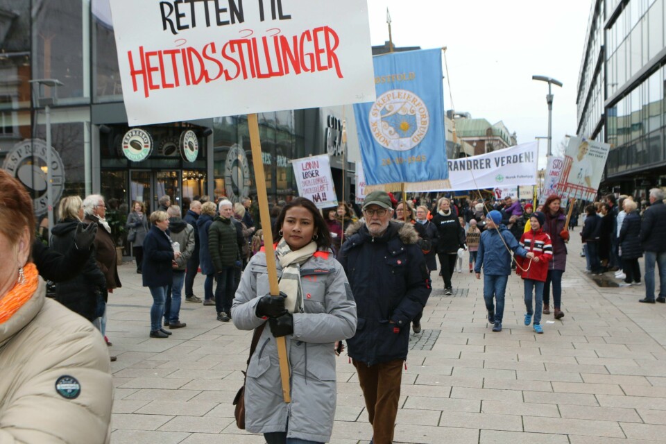 «Årets hovedparole er «Nytt flertall, nå er det arbeidsfolks tur», og etter åtte år med en borgerlig regjering trenger vi virkelig en ny regjering.», skriver Ole-Jacob Larsen, leder Østfold Handel og Kontor. Arkivfoto: «Årets hovedparole er «Nytt flertall, nå er det arbeidsfolks tur», og etter åtte år med en borgerlig regjering trenger vi virkelig en ny regjering.», skriver Ole-Jacob Larsen, leder Østfold Handel og Kontor. Arkivfoto: