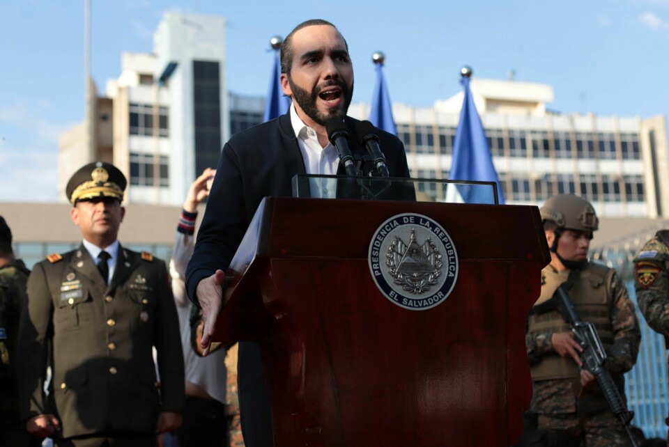 El Salvadors president Nayib Bukele. Foto: Salvador Melendez / AP / NTB El Salvadors president Nayib Bukele. Foto: Salvador Melendez / AP / NTB