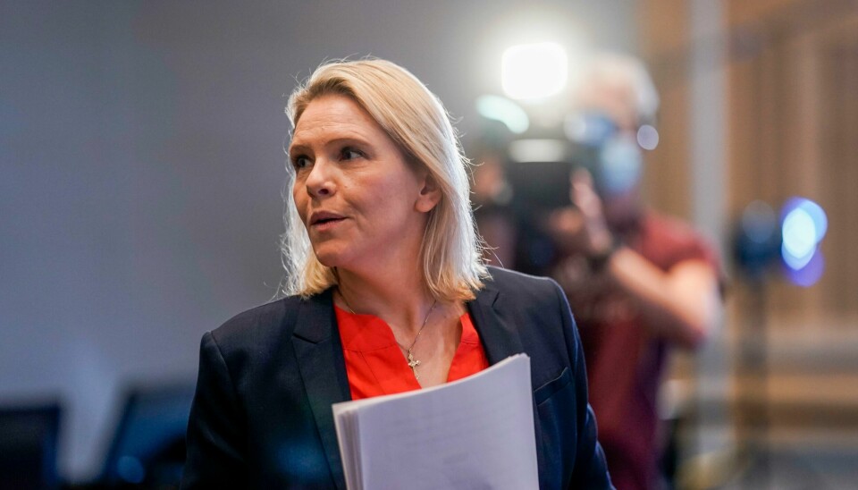 Sylvi Listhaug holdt første tale som partileder i Frp under det digitale landsmøtet på Gardermoen søndag. Sylvi Listhaug