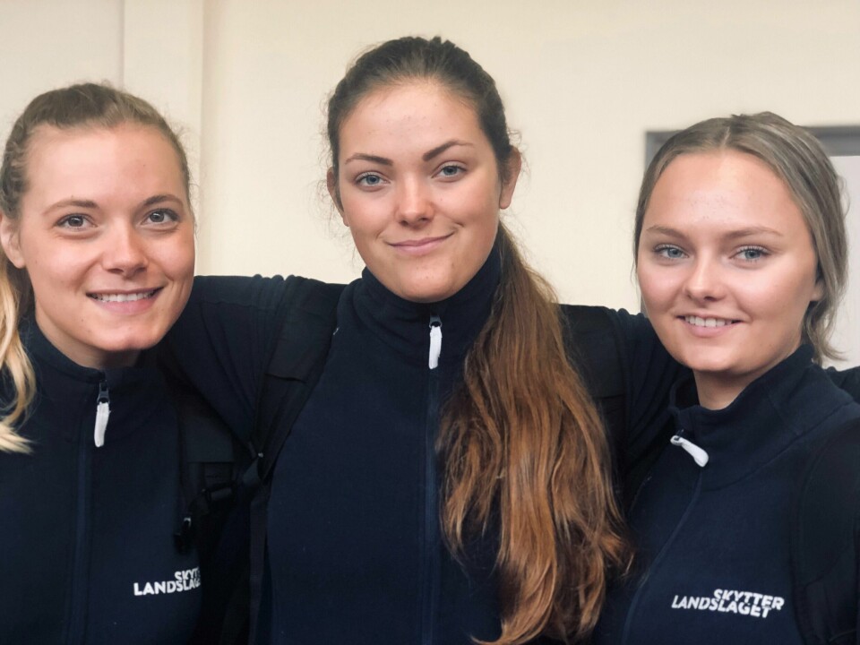 Rifleskytterne Katrine Lund, Jeanette Hegg Duestad og Jenny Stene satte verdensrekord under EM i september i 2019. Siden har de ikke konkurrert utenlands. Foto: Rifleskytterne Katrine Lund, Jeanette Hegg Duestad og Jenny Stene satte verdensrekord under EM i september i 2019. Siden har de ikke konkurrert utenlands. Foto: Norges Skytterforbund / NTB