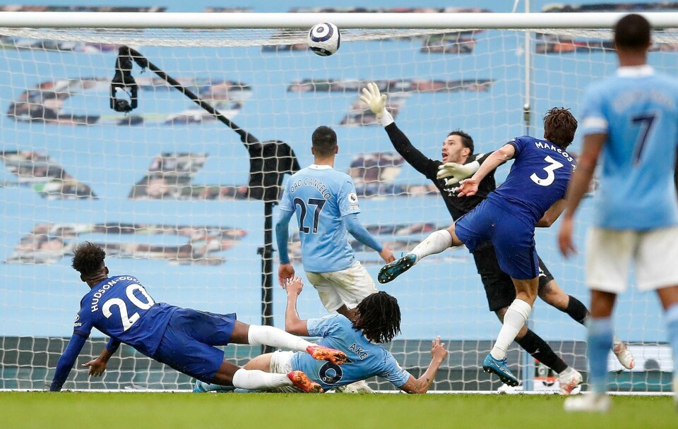 Mesterligafinalen mellom Chelsea og Manchester City flyttes til Portugal. Her under «generalprøven» mellom dem i ligaen 8. mai. Foto: Mesterligafinalen mellom Chelsea og Manchester City flyttes til Portugal. Her under 'generalprøven' mellom dem i ligaen 8. mai. Foto: Martin Rickett / AP / NTB