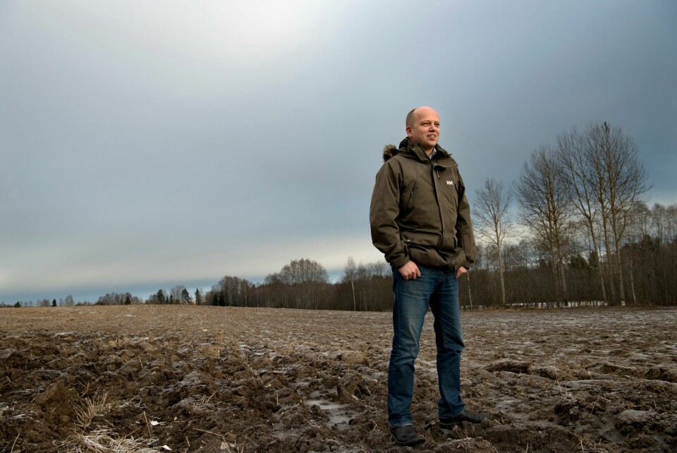 Trygve Slagsvold Vedum hjemme på gården i Stange. Bildet er fra 2017. Trygve Slagsvold Vedum hjemme på gården i Stange. Bildet er fra 2017.