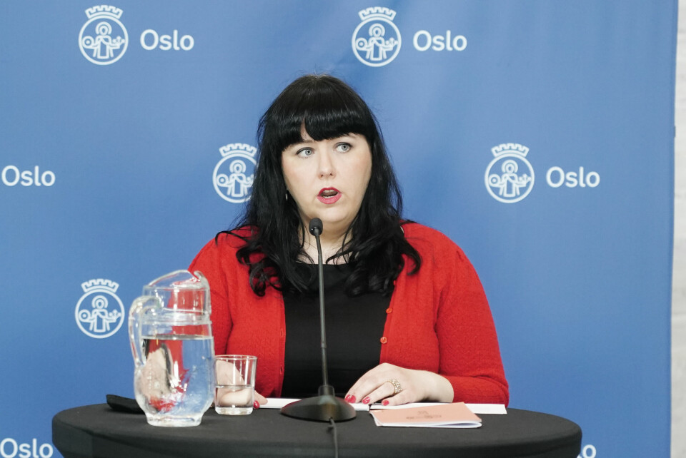 Byråd for næring og eierskap Victoria Marie Evensen på byrådets pressekonferanse fredag. Byråd for næring og eierskap Victoria Marie Evensen orienterer om koronasituasjonen og mulige lettelser på restriksjonene i Oslo.Foto: Terje Pedersen / NTB