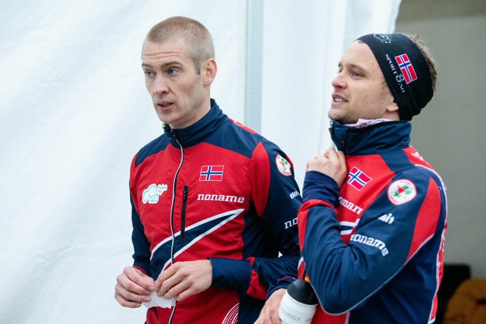 Olav Lundanes (t.v.) og Gaute Hallan Steiwer er blant dem som skal representere Norge i VM i orientering i juli.Foto: Audun Braastad / NTB