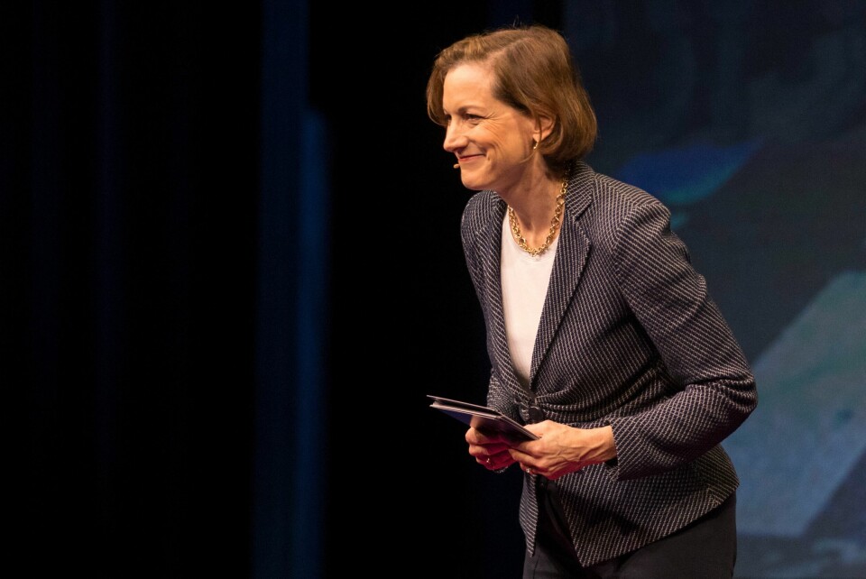 Forfatter og journalist Anne Applebaum på Oslo Freedom Forum i 2017. Anne Applebaum på Oslo Freedom Forum på Oslo Nye Teater tirsdag.