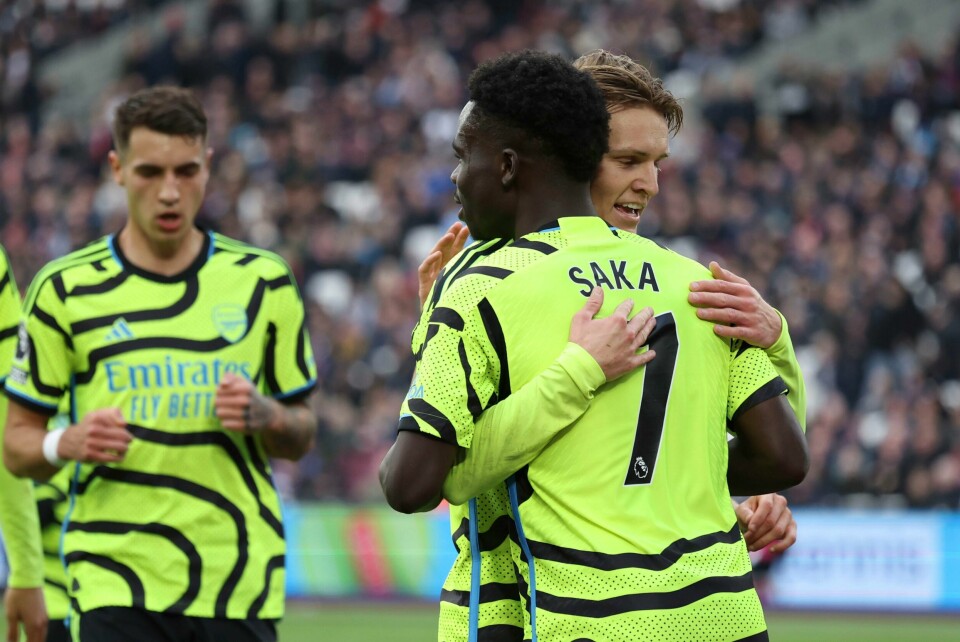 Bukayo Saka og Martin Ødegaard leverte fotball fra øverste hylle mot West Ham. Bukayo Saka og Martin Ødegaard leverte fotball fra øverste hylle mot West Ham. Foto: Ian Walton / AP Photo / NTB