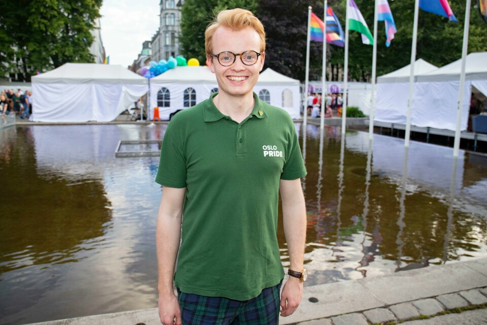 Festivalsjef Fredrik Dreyer under åpningen av Pride Park i Spikersuppa. Oslo 20180627.Festivalsjef Fredrik Dreyer under åpningen av Pride Park i Spikersuppa.