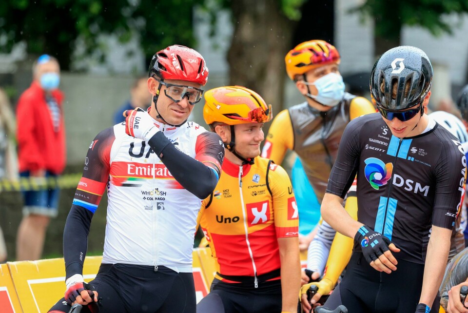 Her står Alexander Kristoff på startstreken før NM-starten på sykkel i Kristiansand. Foto: Her står Alexander Kristoff på startstreken før NM-starten på sykkel i Kristiansand. Foto: Tor Erik Schrøder / NTB