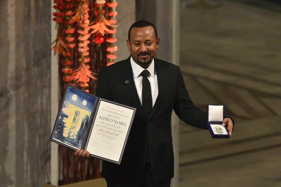 Abiy Ahmed under seremonien for Nobels fredspris i Oslo, 10. desember 2019. Abiy Ahmed under seremonien for Nobels fredspris i Oslo, 10. desember 2019.