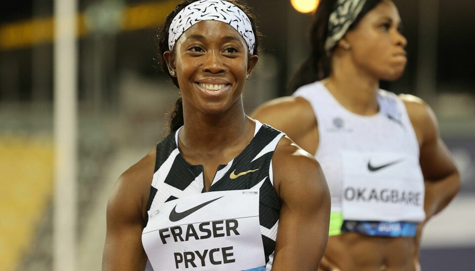 Jamaicas Shelly-Ann Fraser-Pryce etter at hun vant 100 meteren i Doha i Qatar 28. mai. Foto: Jamaicas Shelly-Ann Fraser-Pryce etter at hun vant 100 meteren i Doha i Qatar 28. mai. Foto: