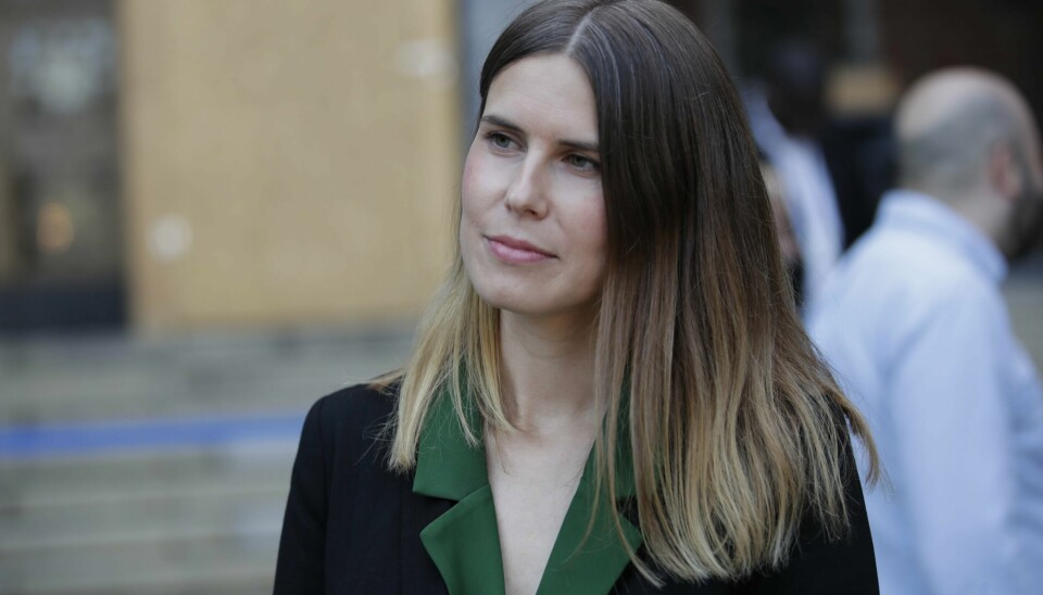 Byrådsleder Raymond Johansen presenterer sitt nye byråd i Borggården utenfor Rådhuset. Sirin Hellvin Stav (MDG), tar over som byråd for miljø og samferdsel Sirin Stav