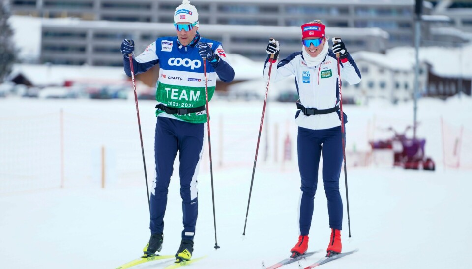 Anne Kjersti Kalvå og trener Stig Rune Kveen under trening i Davos tirsdag. Foto: Terje Pedersen / NTB. Anne Kjersti Kalvå og trener Stig Rune Kveen under trening i Davos tirsdag. Foto: Terje Pedersen / NTB.