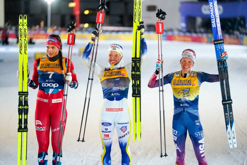 Kristine Stavås Skistad, Linn Svahn og Jessie Diggins tok de tre øverste plassene på onsdagens sprint i Davos Kristine Stavås Skistad, Linn Svahn og Jessie Diggins tok de tre øverste plassene på onsdagens sprint i Davos