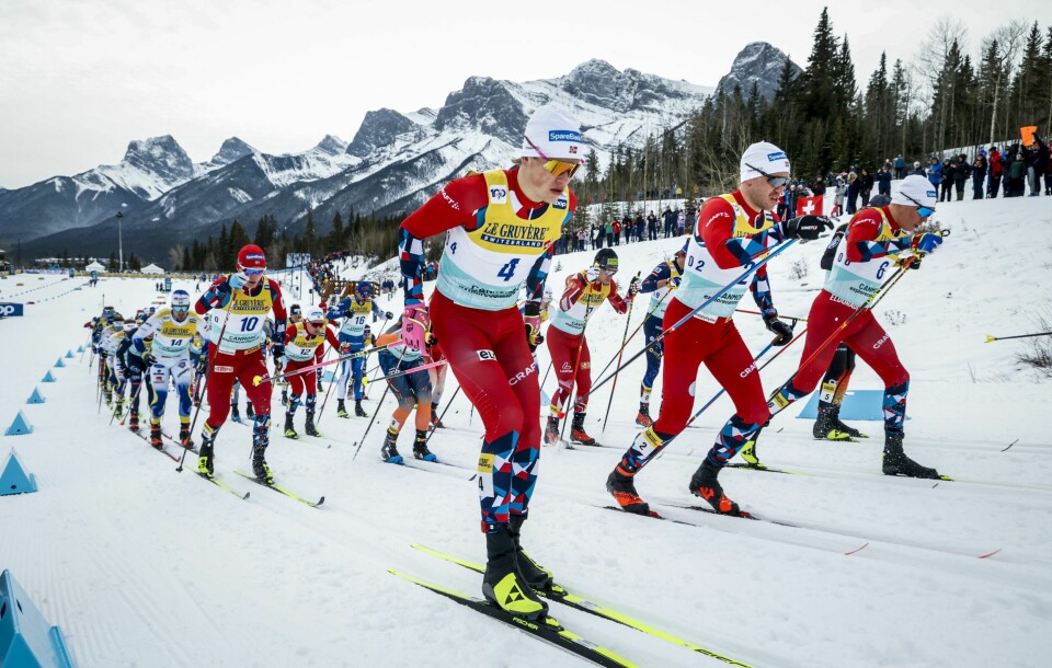 Johannes Høsflot Klæbo i aksjon på søndagens 20km i Canmore. Johannes Høsflot Klæbo i aksjon på søndagens 20km i Canmore.