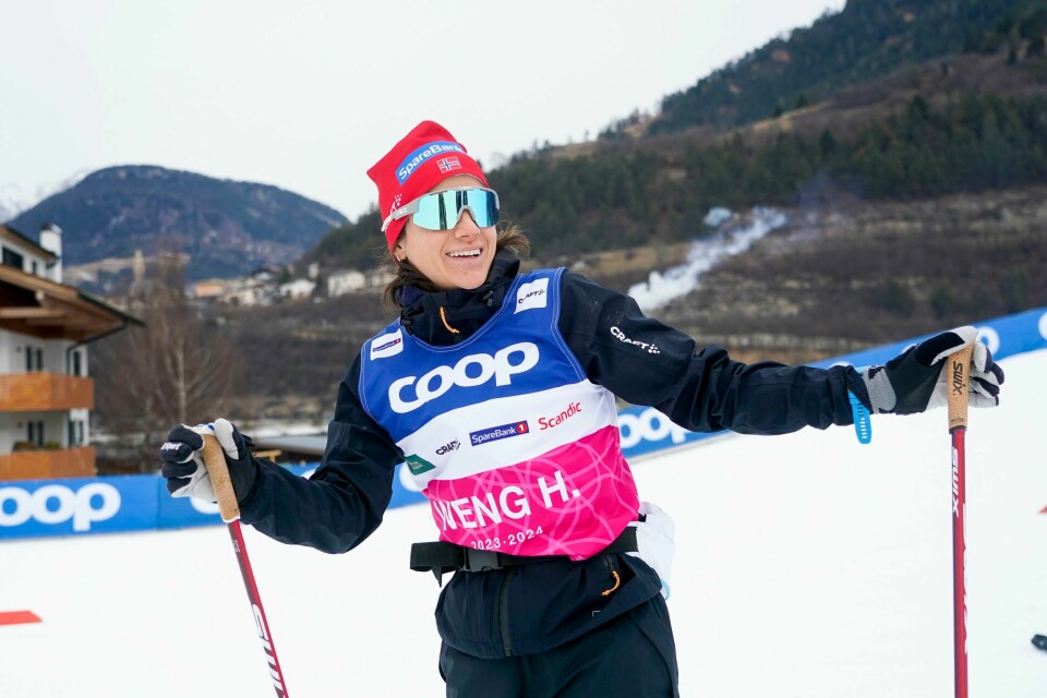 Heidi Weng under fredagens trening i Italia. To fellesstarter gjenstår i Tour de Ski. Heidi Weng under fredagens trening i Italia. Foto: Terje Pedersen / NTB.