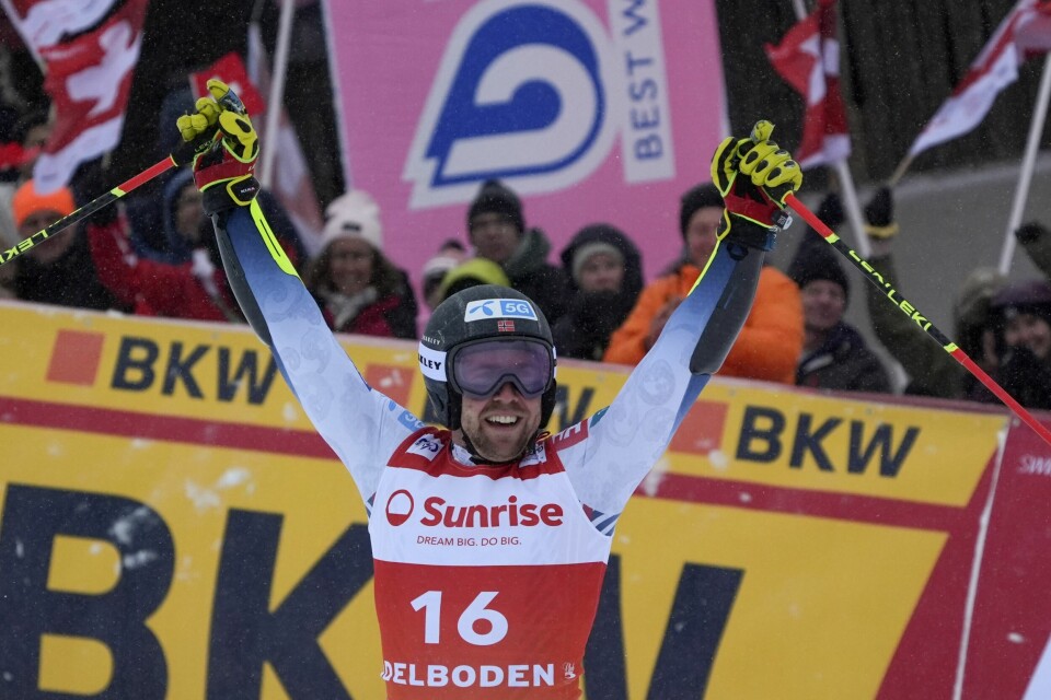 Aleksander Aamodt Kilde tok sin første pallplass i storslalåm da han kjørte ned til 2.-plass i Adelboden. Aleksander Aamodt Kilde imponerte i Adelboden. Foto: Giovanni Auletta / AP Photo / NTB.