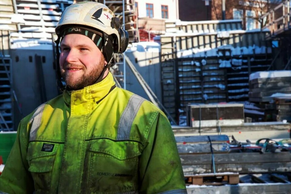 Betongarbeider Daniel Pellerud på byggeplassen på Grünerløkka. Betongarbeider Daniel Pellerud på byggeplassen på Grünerløkka.