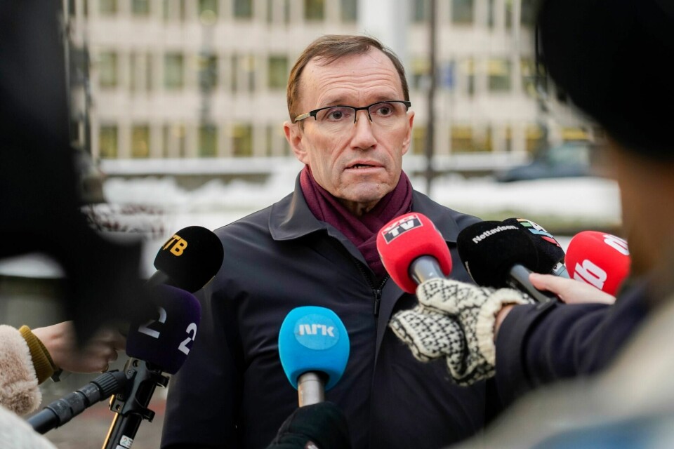 Utenriksminister møter pressen 12. januar utenfor UD for å kommentere angrepet på Jemen. Espen Barth Eide
