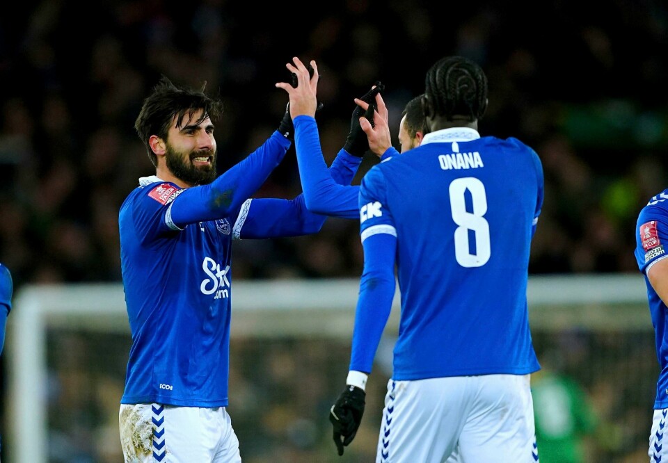 Andre Gomes scoret et flott mål for Everton. Andre Gomes scoret et flott mål for Everton. Foto: Peter Byrne/PA via AP / NTB
