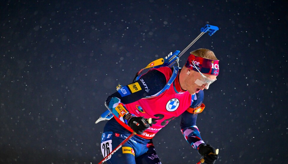 Johannes Thingnes Bø var ankermann på den blandede stafetten i Anterselva. Foto: Pontus Lundahl/TT / NTB