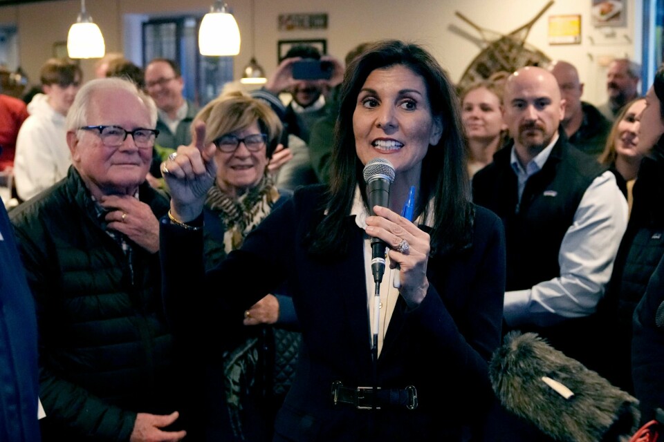 Nikki Haley, her på et møte med velgere i New Hampshire, sier hun ikke kommer til å bli visepresidentkandidat om hun taper republikanernes nominasjonskamp. Nikki Haley, her på et møte med velgere i New Hampshire, sier hun ikke kommer til å bli visepresidentkandidat om hun taper republikanernes nominasjonskamp. Foto: Charles Krupa / AP / NTB