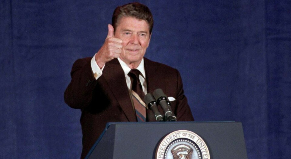 Ronald Reagan ble USAs 40. president. Han styrte i perioden 1981–1989. Ronald Reagan gjorde det politisk stuereint å angripe fagbevegelsen, men han var også en realist som
inngikk flere progressive kompromiss med demokratene. FOTO: NTB SCANPIX