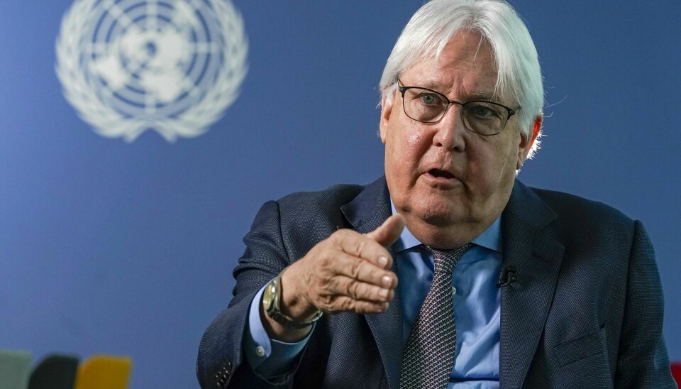 FNs nødhjelpskoordinator Martin Griffiths er en av dem som har skrevet under en under en FN-uttalelse om pengestøtten til UNRWA. OCHA-sjef Martin Griffiths sier seks millioner afghanere står i fare for hungersnød. Arkivfoto: Mary Altaffer / AP / NTB