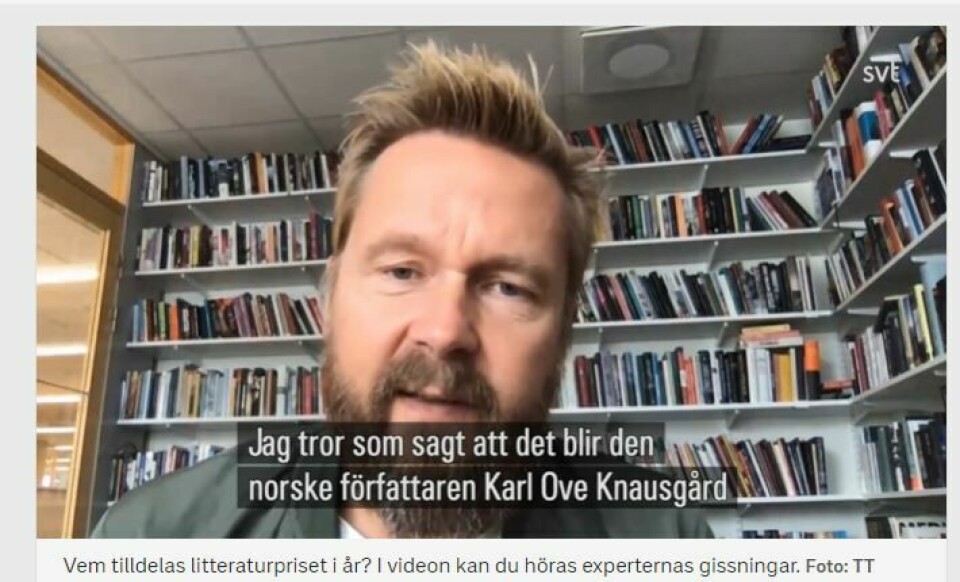 Tipper Nobelvinner på svensk TV: Kulturredaktør Bjørn Wiman i Dagens Nyheter Tipper Nobelvinner på svensk TV: Kulturredaktør Bjørn Wiman i Dagens Nyheter