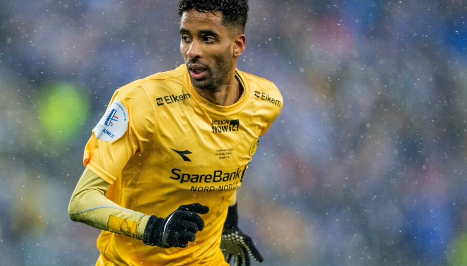 Amahl Pellegrino fikk debuten sin for sin nye klubb San Jose Earthquakes natt til søndag. Her er et bilde fra tiden hans i Bodø/Glimt. Amahl Pellegrino leverte en strålende sesong for Bodø/Glimt i 2023. Foto: Fredrik Varfjell / NTB