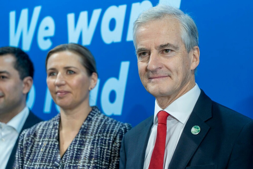Statsminister Jonas Gahr Støre og den danske statsministeren Mette Frederiksen under klimatoppmøtet i Glasgow. Jonas Gahr Støre.