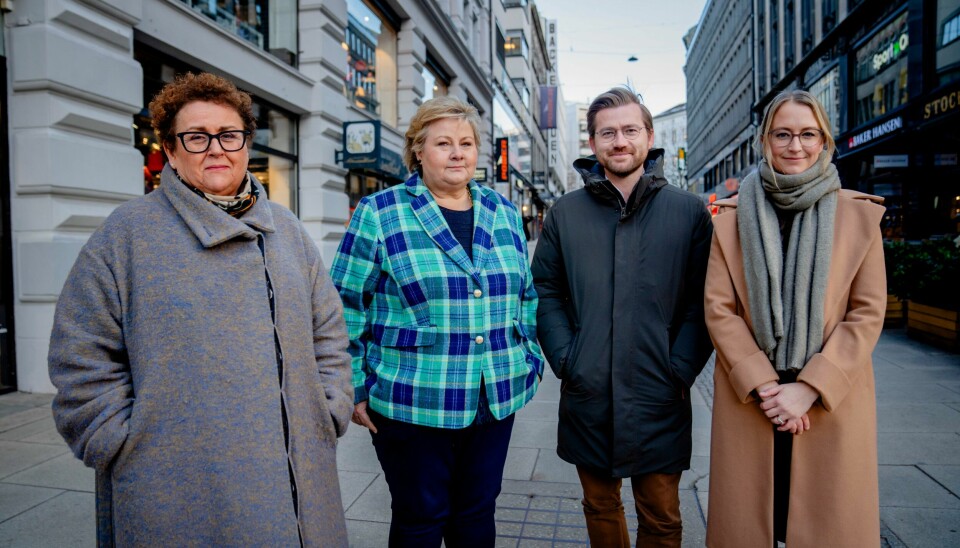 KrF-leder Olaug Bollestad, Høyre-leder Erna Solberg, Ventre-nestleder Sveinung Rotevatn og Sandra Bruflot (H) er kritiske til fjerningen av retten til å velge behandlingssted og kommer med forslag til Stortinget. KrF-leder Olaug Bollestad, Høyre-leder Erna Solberg, Venstre-nestleder Sveinung Rotevatn og Sandra Bruflot (H) slår alarm om at regjeringen bygger ned tilbudet for ruspasienter. Foto: Stian Lysberg Solum / NTB