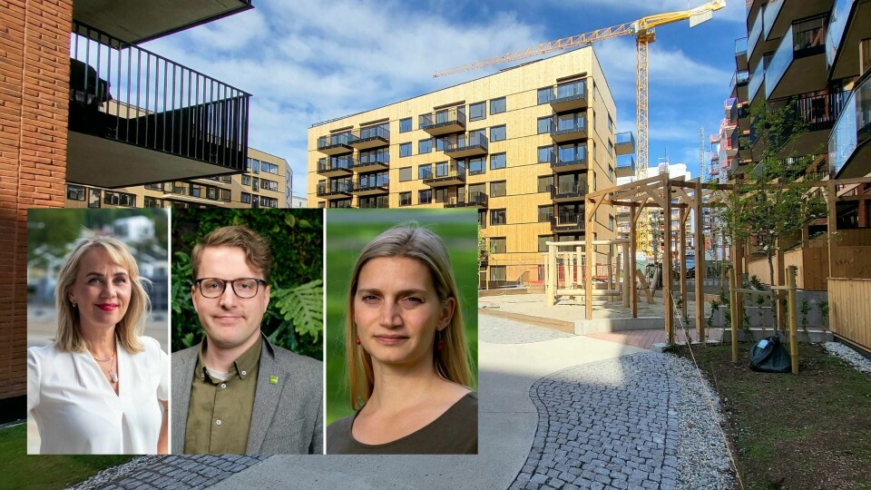 Her i den nye bydelen, Løren Botaniske kommer det en ny fire avdelings barnehage. Men lokalpolitikerne Melita Ringvold (AP), (fra venstre), Geir Storli Jensen (MDG) og Jane Vogt Evensen (SV) i BU i Bydel Grûnerløkka er bekymret for at den, og nye Gregers barnehage ikke er klare til å søkes på til vårens hovedopptak. Her i den nye bydelen, Løren Botaniske kommer det en ny fire avdelings barnehage.