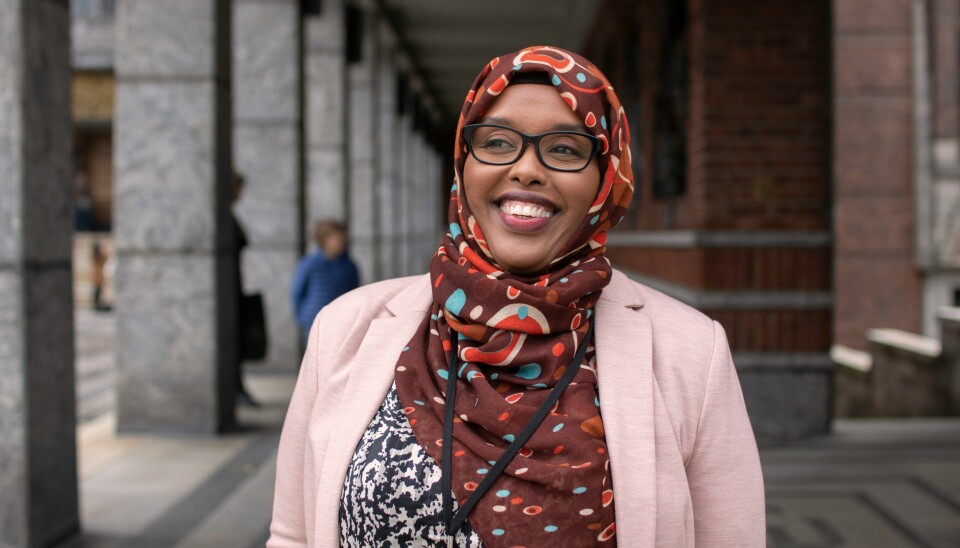 Ubah Aden (Ap) er fraksjonsleder i Utdannings- og kulturutvalget i Oslo bystyre. Ubah Aden foran rådhuset