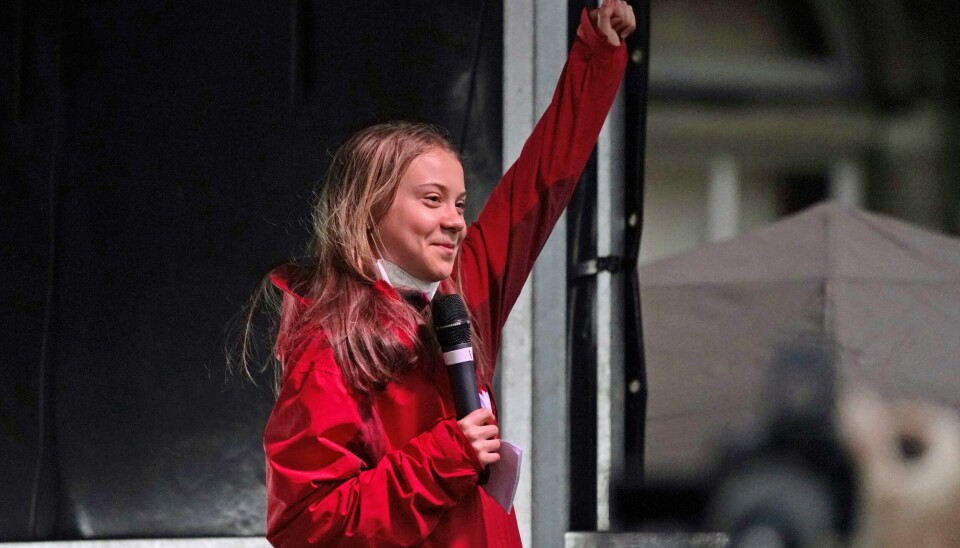 Den svenske klimaaktivisten Greta Thunberg talte til demonstrantene i Glasgow fredag. Foto: Den svenske klimaaktivisten Greta Thunberg talte til demonstrantene i Glasgow fredag. Foto: Jon Super / AP / NTB