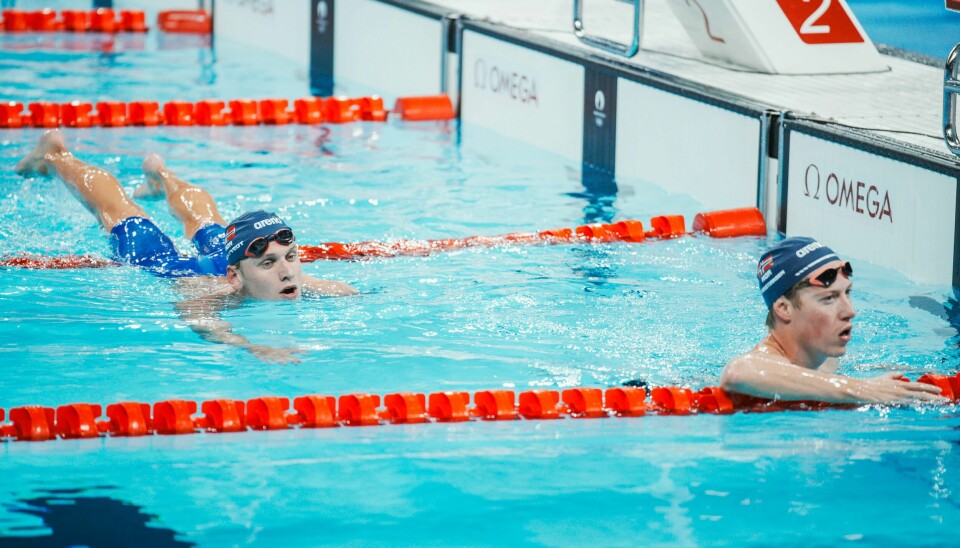 Henrik Christiansen og Jon Jøntvedt klarte ikke å nå finale på 800 meter fri i mandagens forsøksheat. Henrik Christiansen og Jon Jøntvedt klarte ikke å nå finale på 800 meter fri. Foto: Stian Lysberg Solum / NTB