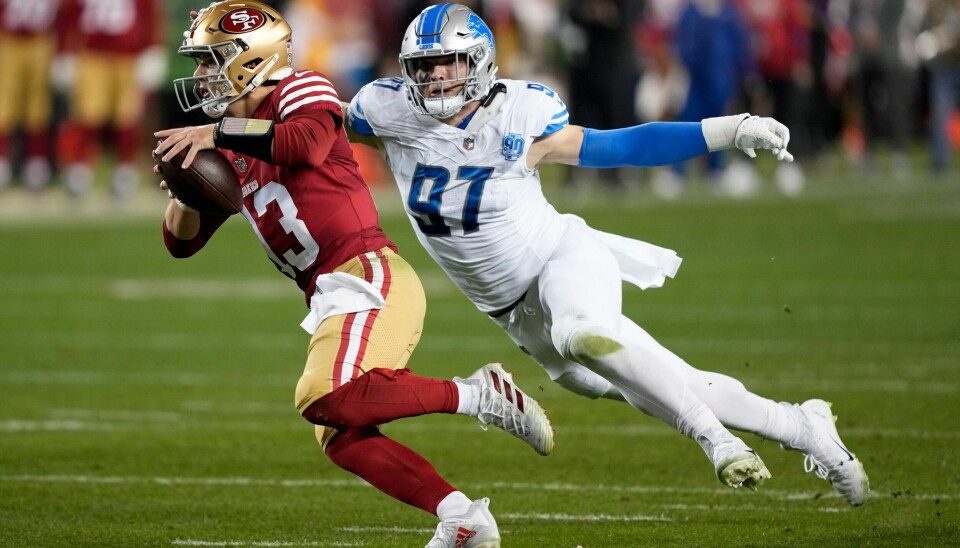 San Francisco 49ers-quarterback Brock Purdy skrev et nytt kapittel i sin eventyrkarriere da han førte laget til seier over Detroit Lions i NFL-semifinalen. Foto: David J. Phillip, AP / NTB San Francisco 49ers-quarterback Brock Purdy skrev et nytt kapittel i sin eventyrkarriere da han førte laget til seier over Detroit Lions i NFL-semifinalen. Foto: David J. Phillip, AP / NTB