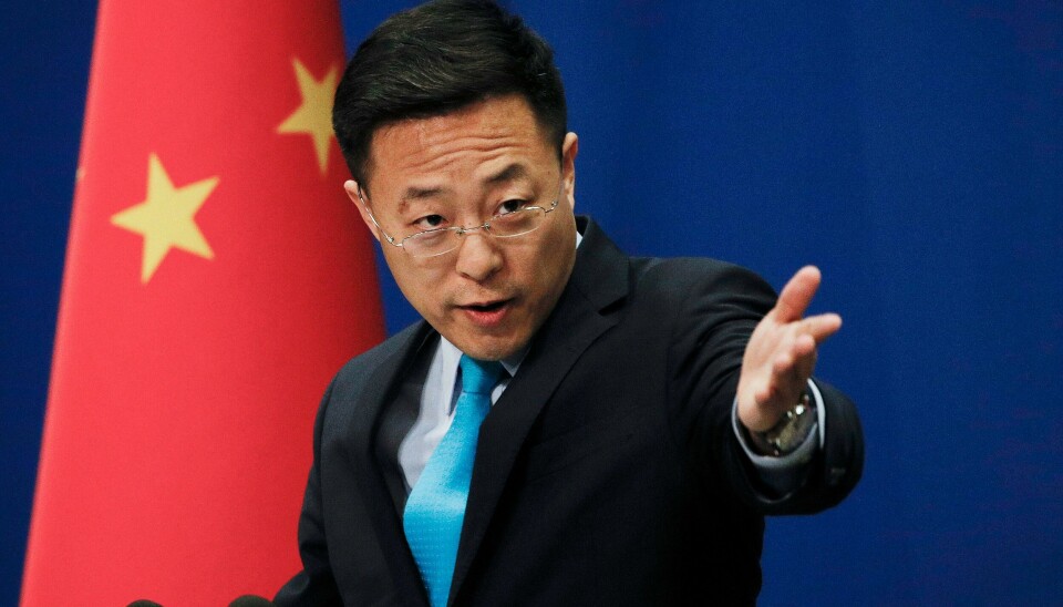 Zhao Lijian langet ut mot USA på tirsdagens pressekonferanse. Zhao Lijian langet ut mot USA på tirsdagens pressekonferanse. Foto: Andy Wong / AP / NTB