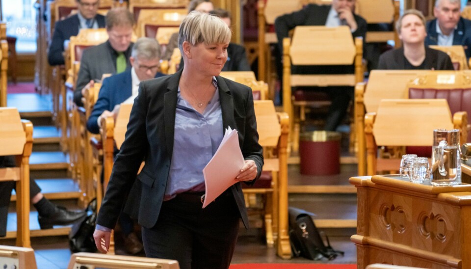 Utviklingsminister Anne Beathe Kristiansen Tvinnereim under muntlig spørretime på Stortinget. Utviklingsminister Anne Beathe Kristiansen Tvinnereim under muntlig spørretime på Stortinget.Foto: Heiko Junge / NTB