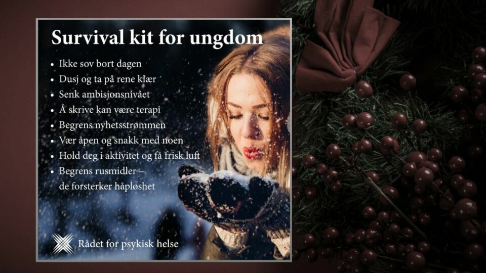 Vi i Rådet for psykisk helse har laget dette «survival-kitet» til ungdom. Vi i Rådet for psykisk helse har laget dette «survival-kitet» til ungdom.