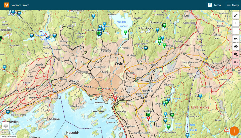Du kan finne oppdaterte is-observasjoner på Varsom Iskart. De grønne merkene er nye, de blå er ikke helt ferske, mens de røde er gamle. Varsom Iskart