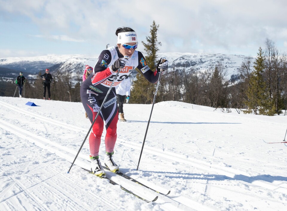 Det var realt klisterføre i solskinnet på Gålå lørdag. Marit Bjørgen gikk inn til klar seier. Det var realt klisterføre i solskinnet på Gålå lørdag. Marit Bjørgen gikk inn til klar seier.