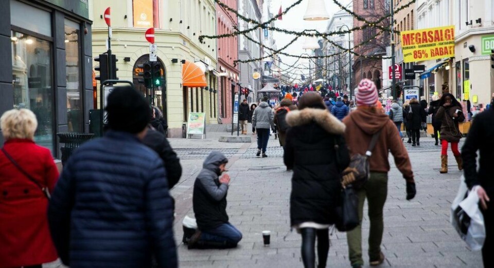 TIGGERSTADEN: Tiggere er blitt en prominent del av bybildet i Oslo. Her fra Karl Johans gate nå i vinter.
