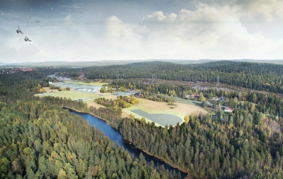 BEREDSKAPSSENTER: Slik kan beredskapssenteret på Taraldrud i Ski bli seende ut. Oslo øverst til venstre i bildet.