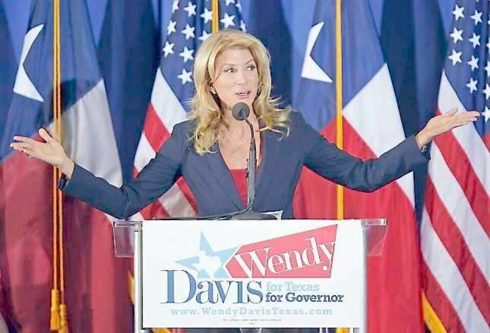 Demokraten Wendy Davis stiller til valg i Texas. FOTO: STEWART F. HOUSE/NTB SCANPIX