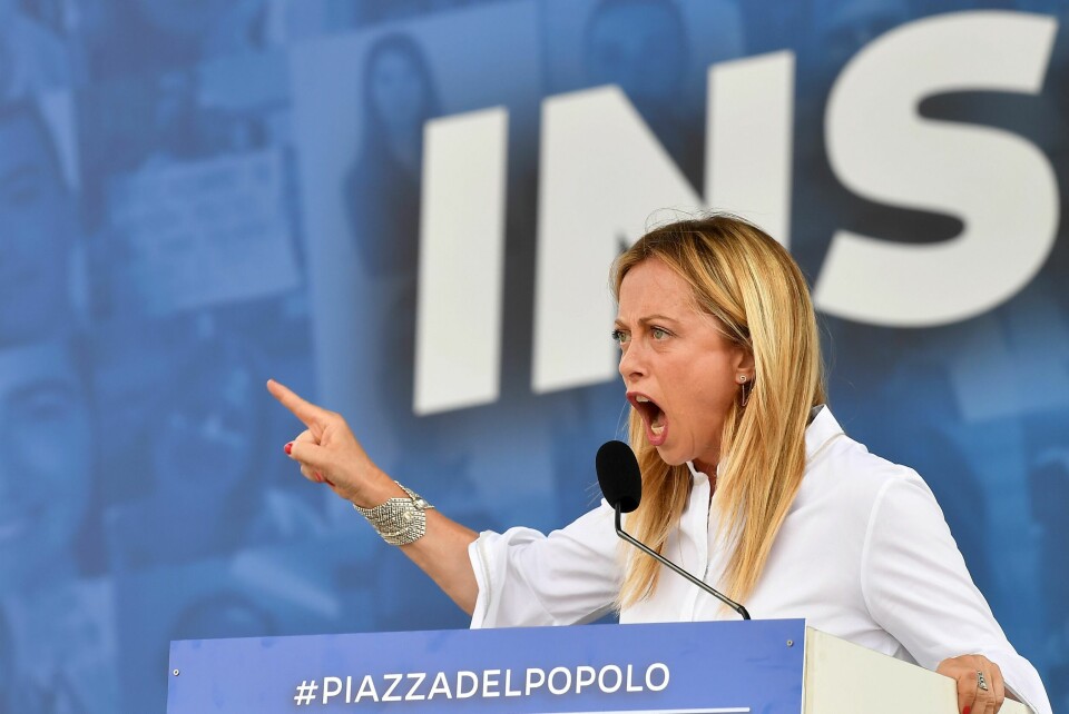 Lederen for Italias Brødre, Giorgia Meloni, flyr høyt i målingene om dagen Lederen for Italias Brødre, Giorgia Meloni, flyr høyt i målingene om dagen