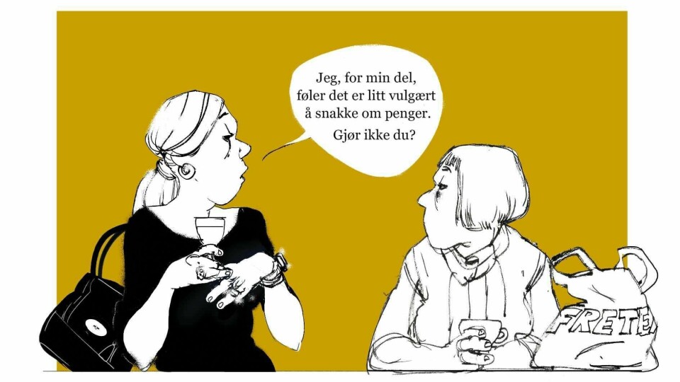 – Dette tabuet rundt penger, som hele den vestlige verden preges av, er også politisk, skriver vår kommentator. – Dette tabuet rundt penger, som hele den vestlige verden preges av, er også politisk, skriver vår kommentator.