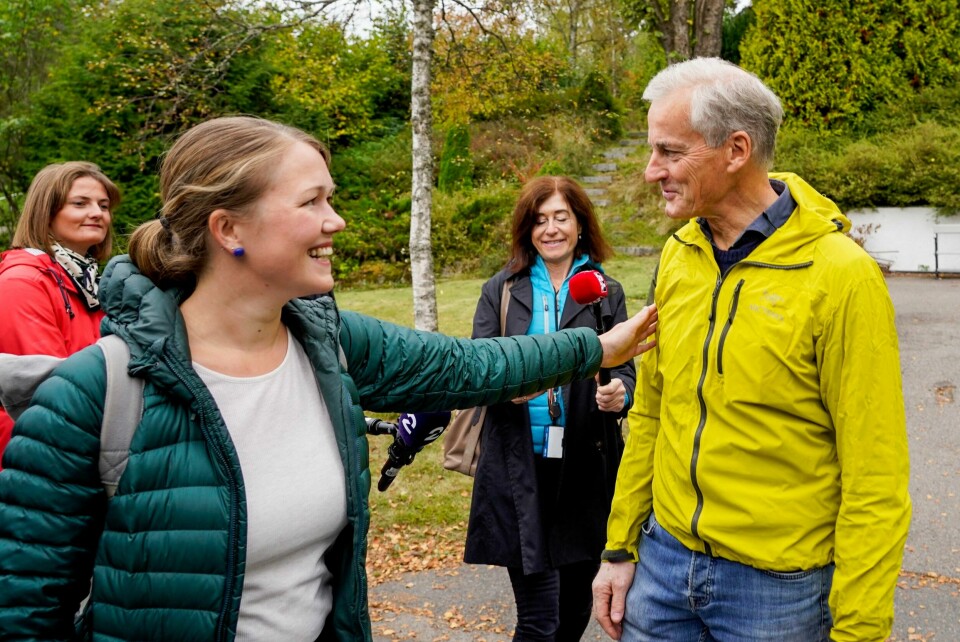 MDG-leder Une Bastholm og Ap-leder Jonas Gahr Støre møttes fredag for samtaler på tur, og startet hjemme hos Støre på Ris i Oslo. Foto: Heiko Junge / NTB MDG-leder Une Bastholm og Ap-leder Jonas Gahr Støre møttes fredag for samtaler på tur, og startet hjemme hos Støre på Ris i Oslo. Foto: Heiko Junge / NTB