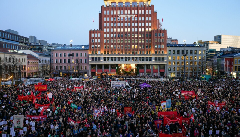 Markeringen av den internasjonale kvinnedagen 8. mars på Youngstorget i Oslo. Markeringen av den internasjonale kvinnedagen 8. mars på Youngstorget i Oslo. Foto: Javad Parsa / NTB
